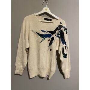 Work In Progress VTG 80s Sequin Silk‎ Angora Blend Sweater Size Small